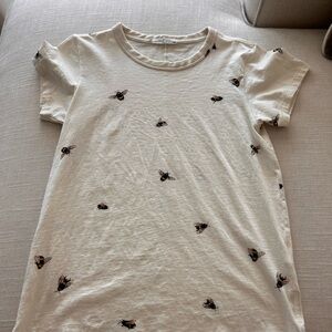 rag & bone Cream Short Sleeve T-Shirt with Geometric Pattern